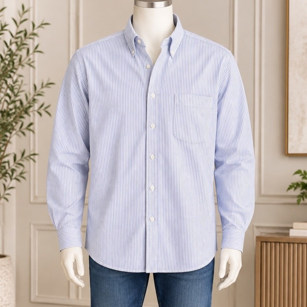 Brooks Brothers Mens The Friday Oxford Shirt Striped Button Down Purple Medium - Picture 1 of 9